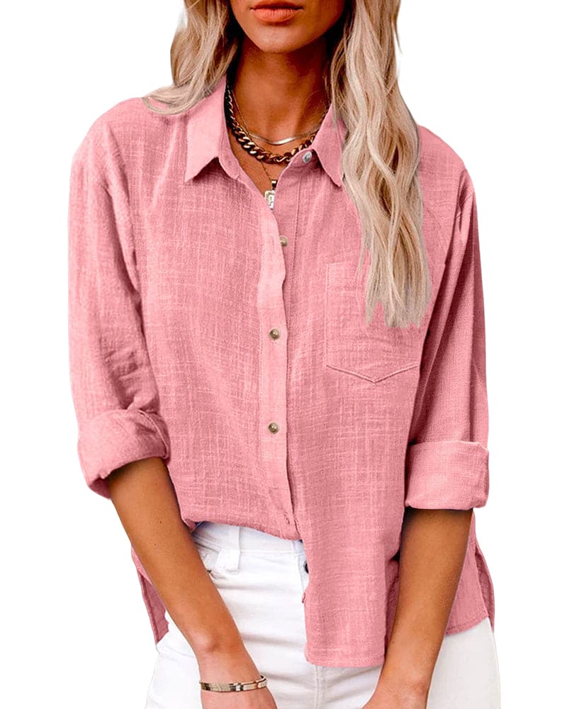Camisa elegante de lino de manga larga con botones | Ideal para días informales