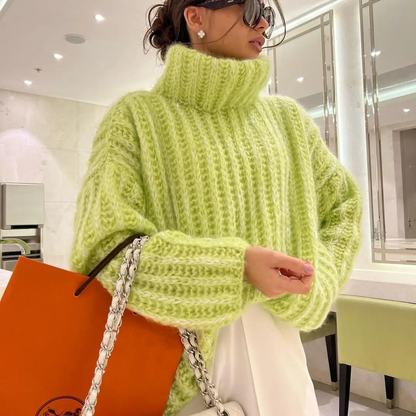 Jersey de cuello alto suave para mujer con estampado calado | Ideal para otoño/invierno