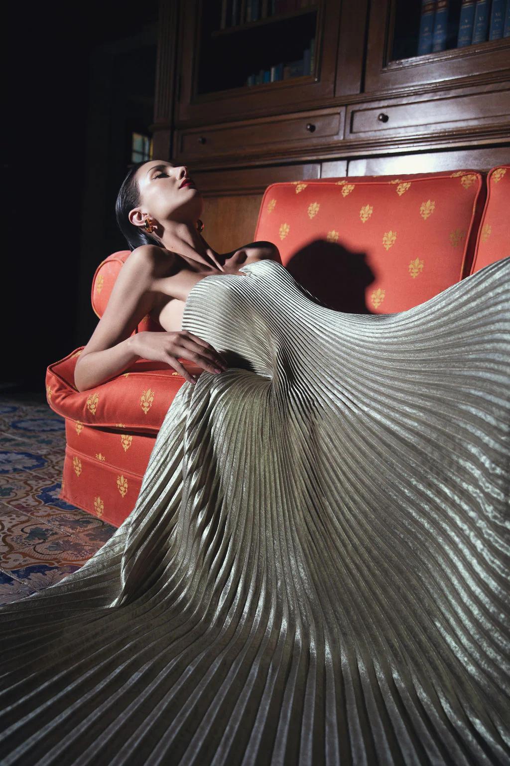 Black Tie Strapless Gown