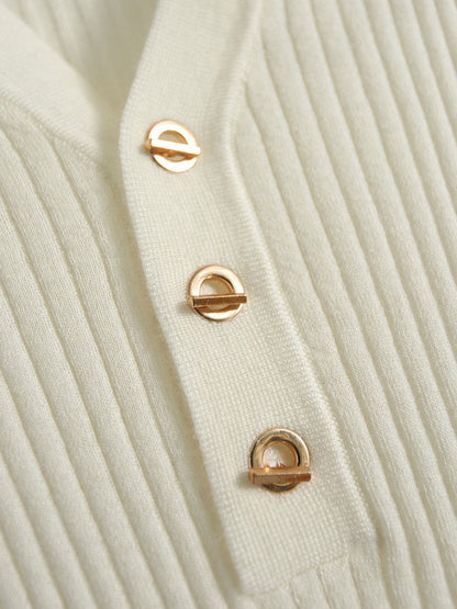 Kylie Elegant V-Neck Stripe Knitted Top