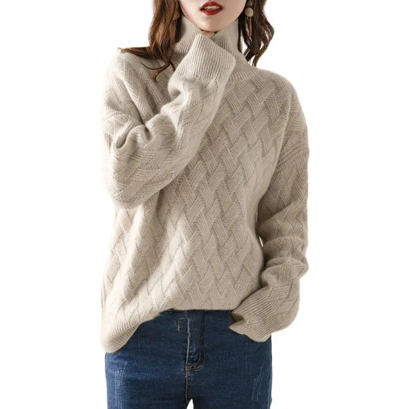 Jersey de punto grueso y moderno para mujer con estampado en zigzag | Ideal para otoño/invierno