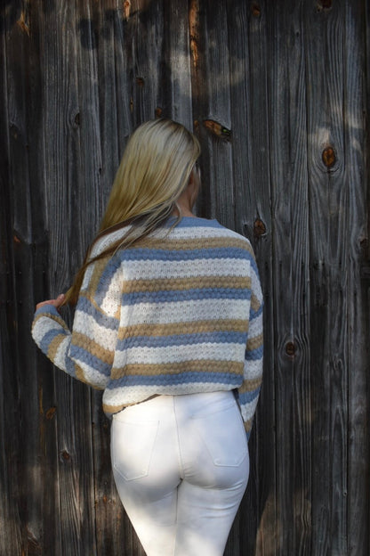 Jersey de punto a rayas para mujer con estampado | Ideal para otoño/invierno