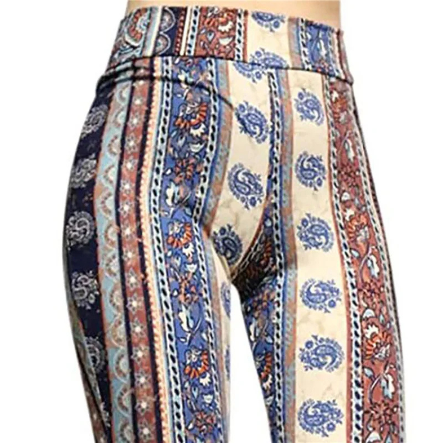 Women's Stretchy Boho Style High Waisted Flared Pants | Great for Casual Days