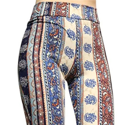 Women's Stretchy Boho Style High Waisted Flared Pants | Great for Casual Days