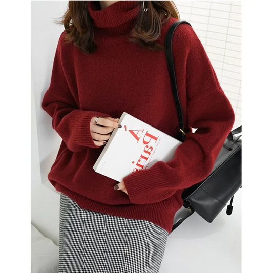 Jersey de punto oversize con cuello alto para mujer | Ideal para otoño/invierno