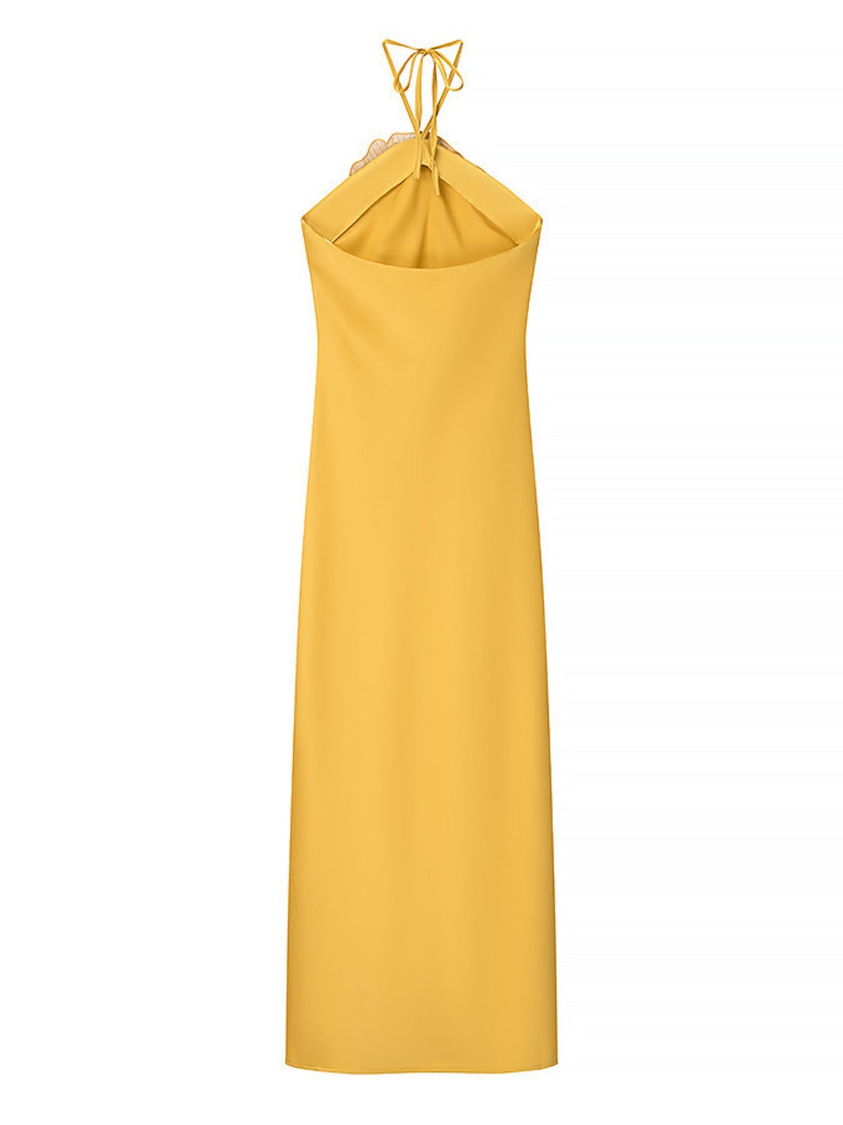 Rhinestone 3D Flower Halter Neck And Backless Satin Maxi Dresses