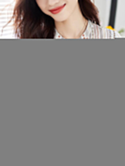 Zoey Retro V-Neck Printed Chiffon Shirt