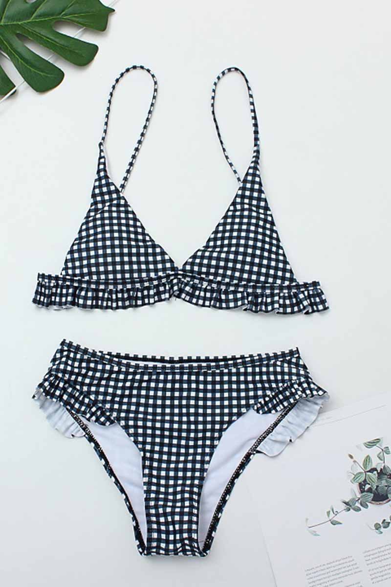 Plaid Split Swimsuit
