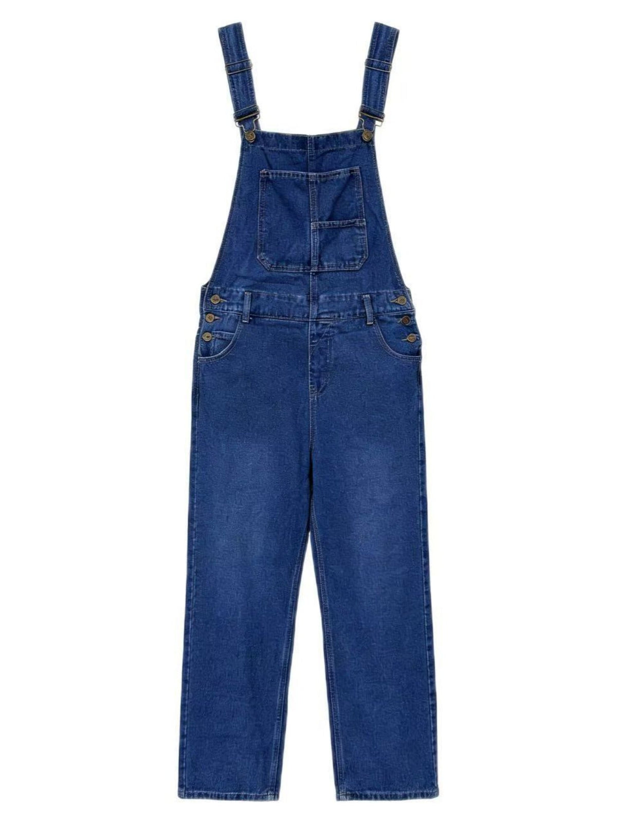 Washed Pocket Denim Overalls