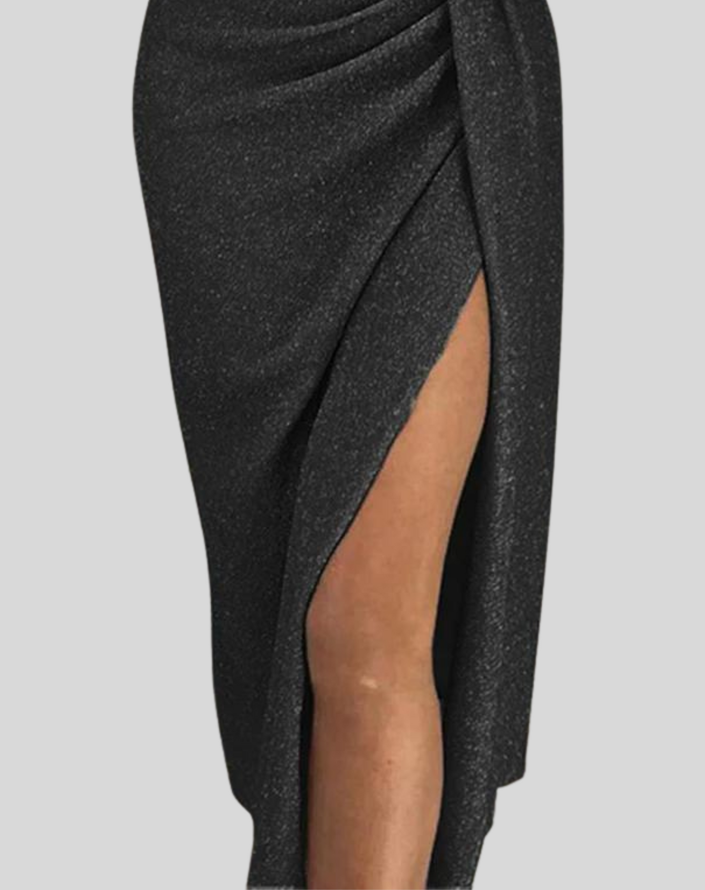 Elegante vestido largo con hombros descubiertos y abertura para mujer | Ideal para primavera/verano