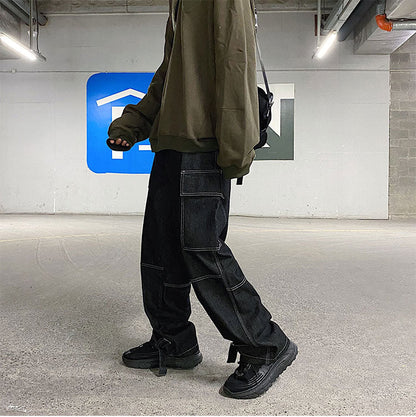 Wide Leg Hip Hop Cargo Jeans Long Pants