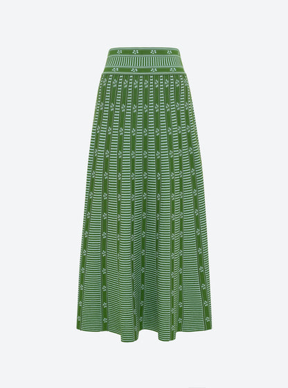 Green Floral Jacquard Skirt