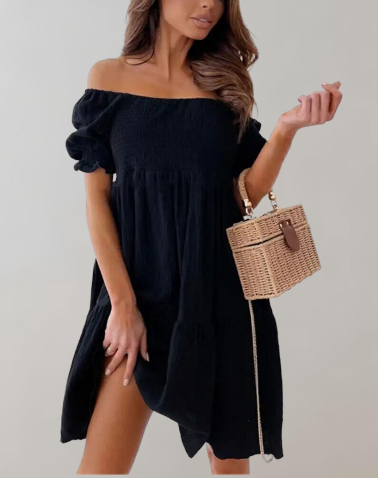 Women's White Beach Dress with Slash Neck Design for Summer