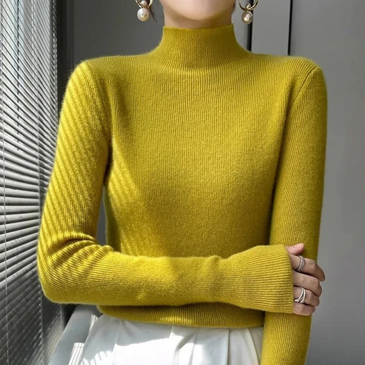 Jersey de cuello alto ajustado y grueso para mujer | Ideal para otoño/invierno