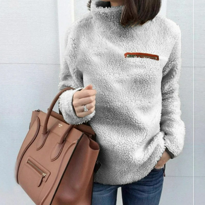 Suéter polar de cuello alto para mujer con bolsillo con cremallera | Ideal para el invierno