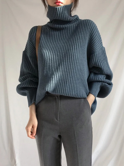 Jersey de cuello alto extragrande con forro grueso para mujer | Ideal para otoño/invierno
