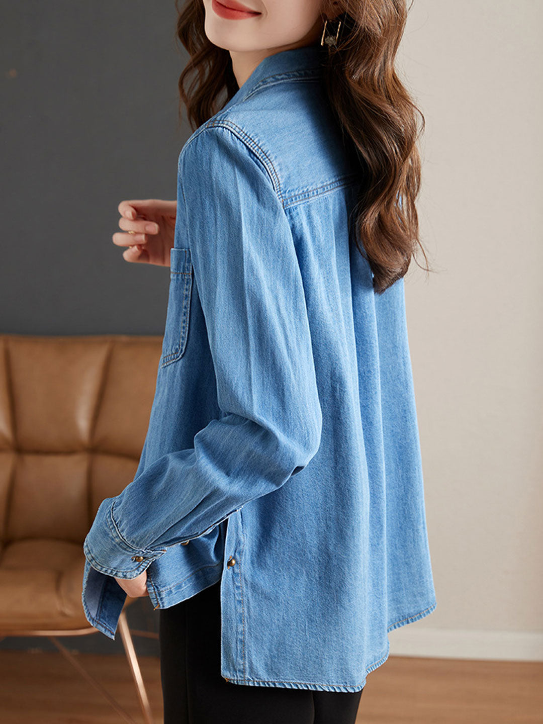 Madison Casual Lapel Denim Shirt