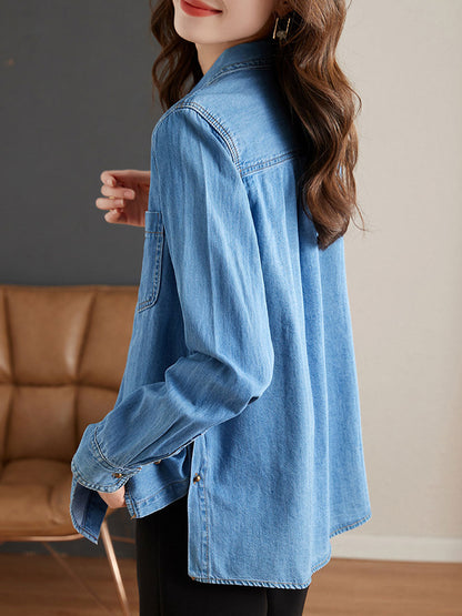Madison Casual Lapel Denim Shirt