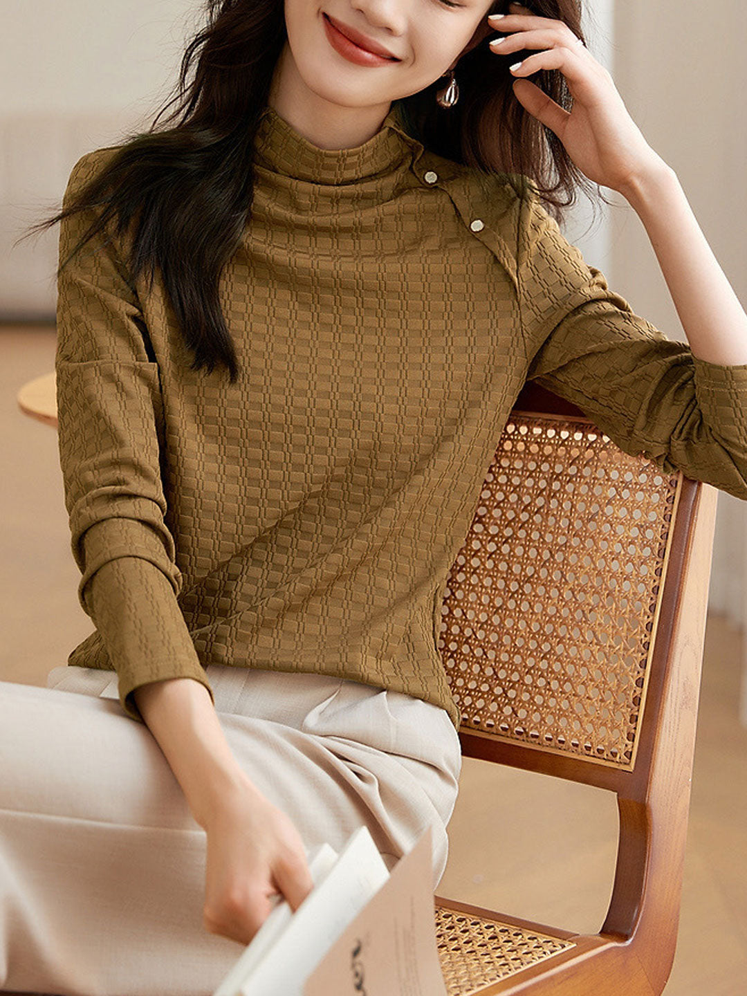 Lauren Classic Turtleneck Textured Top