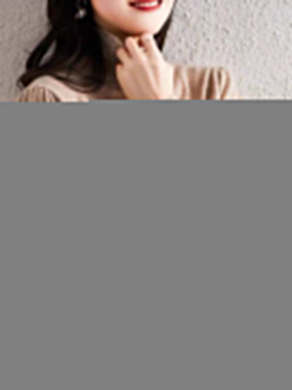 Katherine Retro Lantern Sleeve Turtleneck Knitted Sweater