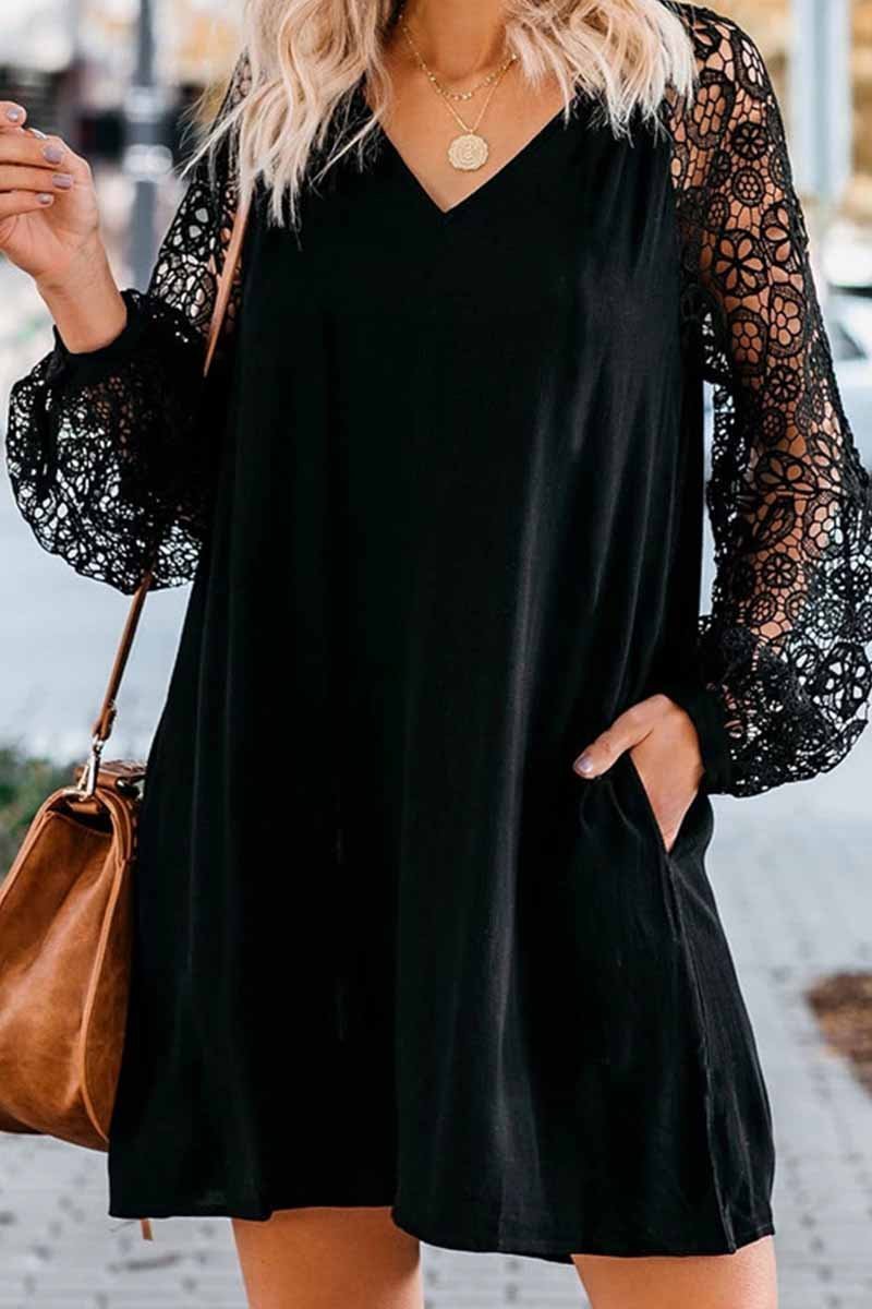 V-Neck Lace Dress