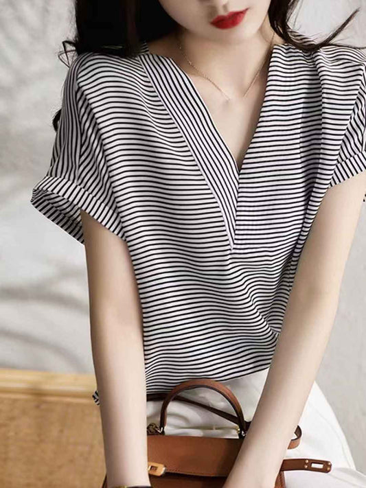 Paige Classic V-neck Striped T-shirt