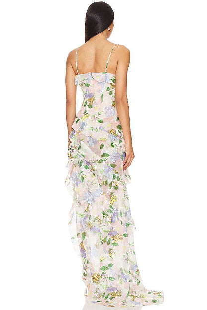 Vestido de organza con hombros descubiertos para primavera y verano