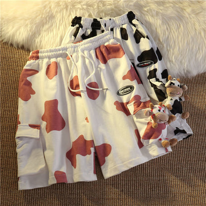 Cow Milk Pattern Sweet Casual Shorts Pants