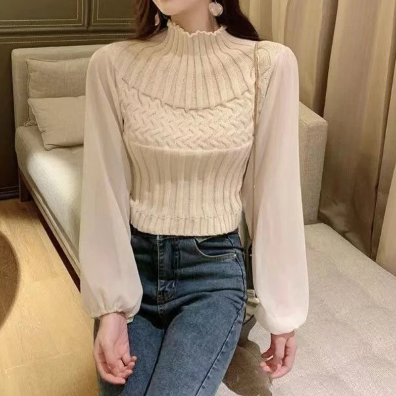 Chaleco de punto moderno para mujer con mangas transparentes | Ideal para otoño/invierno