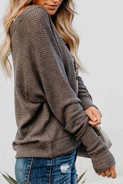 V-Neck Bat Sleeve Bottoming Sweater