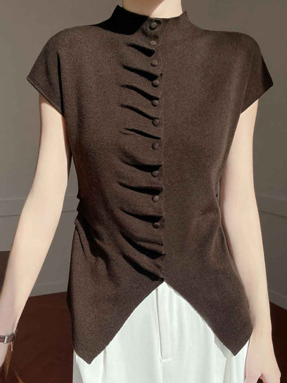 Jocelyn Loose Turtleneck Pleated Top