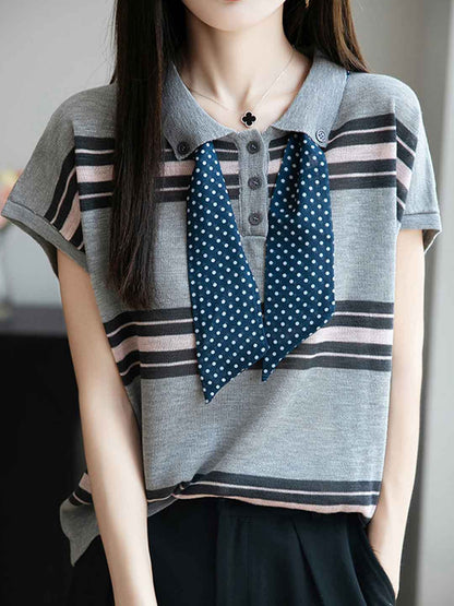 Kylie Loose Colorblock Striped Knitted Top