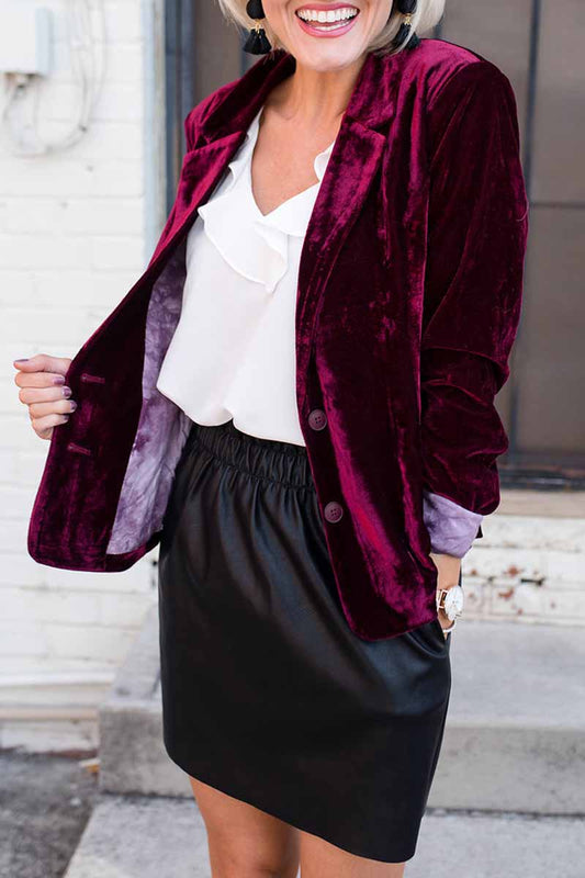 Solid Color Slim Long-Sleeved Suede Blazer Tops ( 3 Colors£©