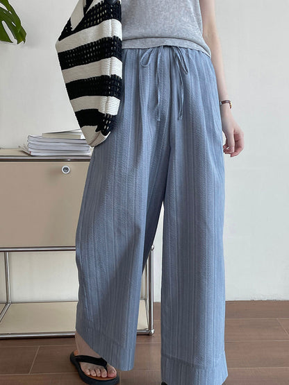 Kaitlyn Loose Striped Drawstring Wide Pants