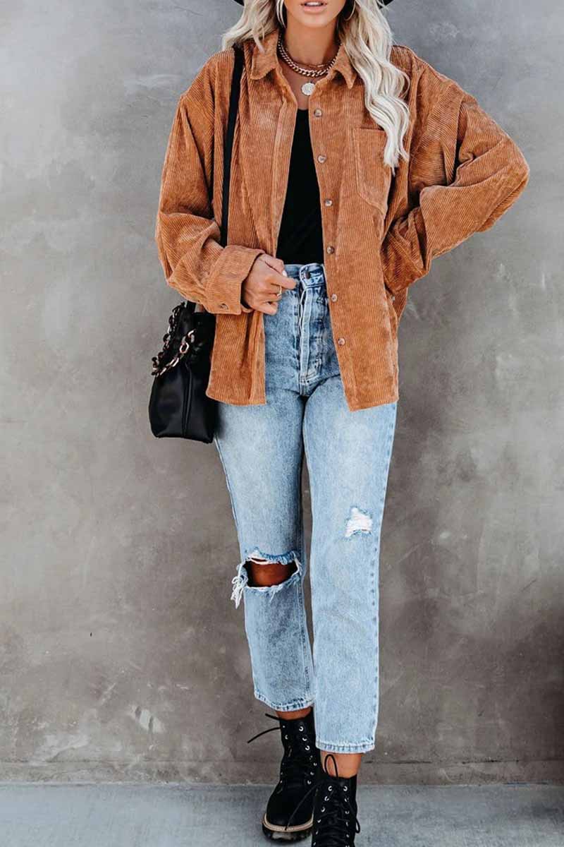 Solid Color Loose Pit Shirt Tops