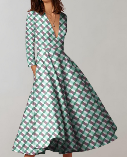 Vestido largo informal con dobladillo holgado y estampado para mujer | Ideal para primavera/verano