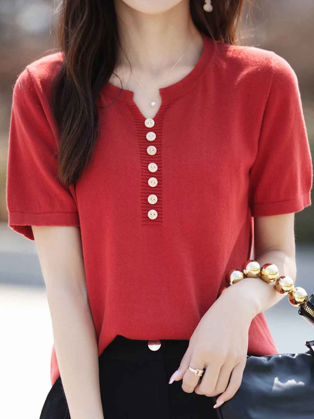 Julia Crew Neck Solid Color Knitted Top-Yellow