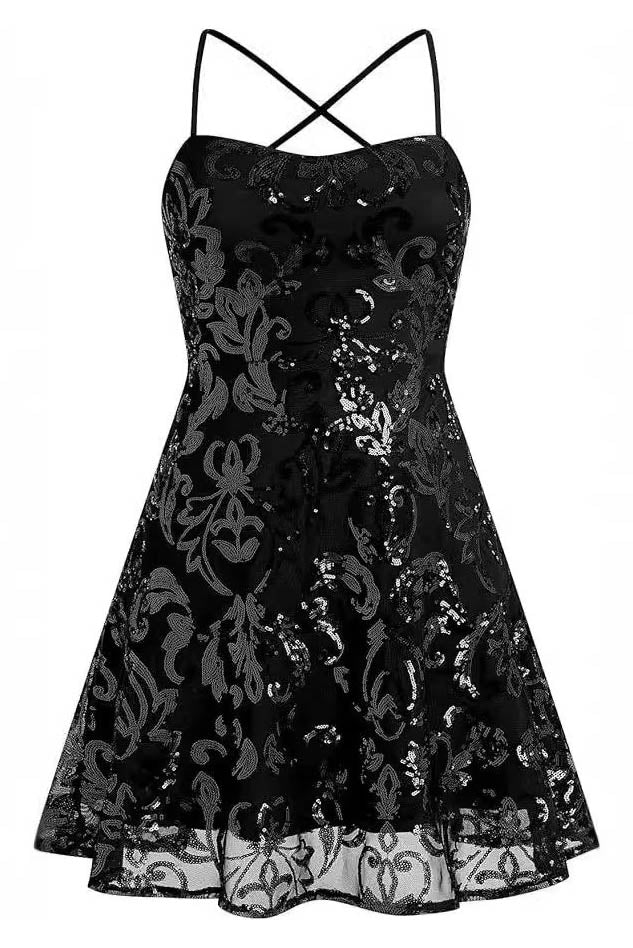 Minivestido sin mangas con tirantes de lentejuelas