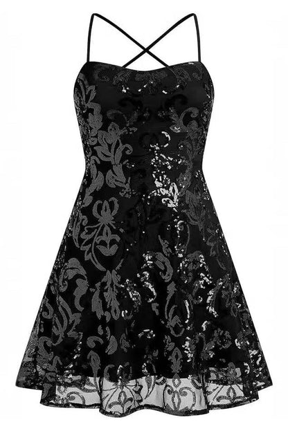 Minivestido sin mangas con tirantes de lentejuelas