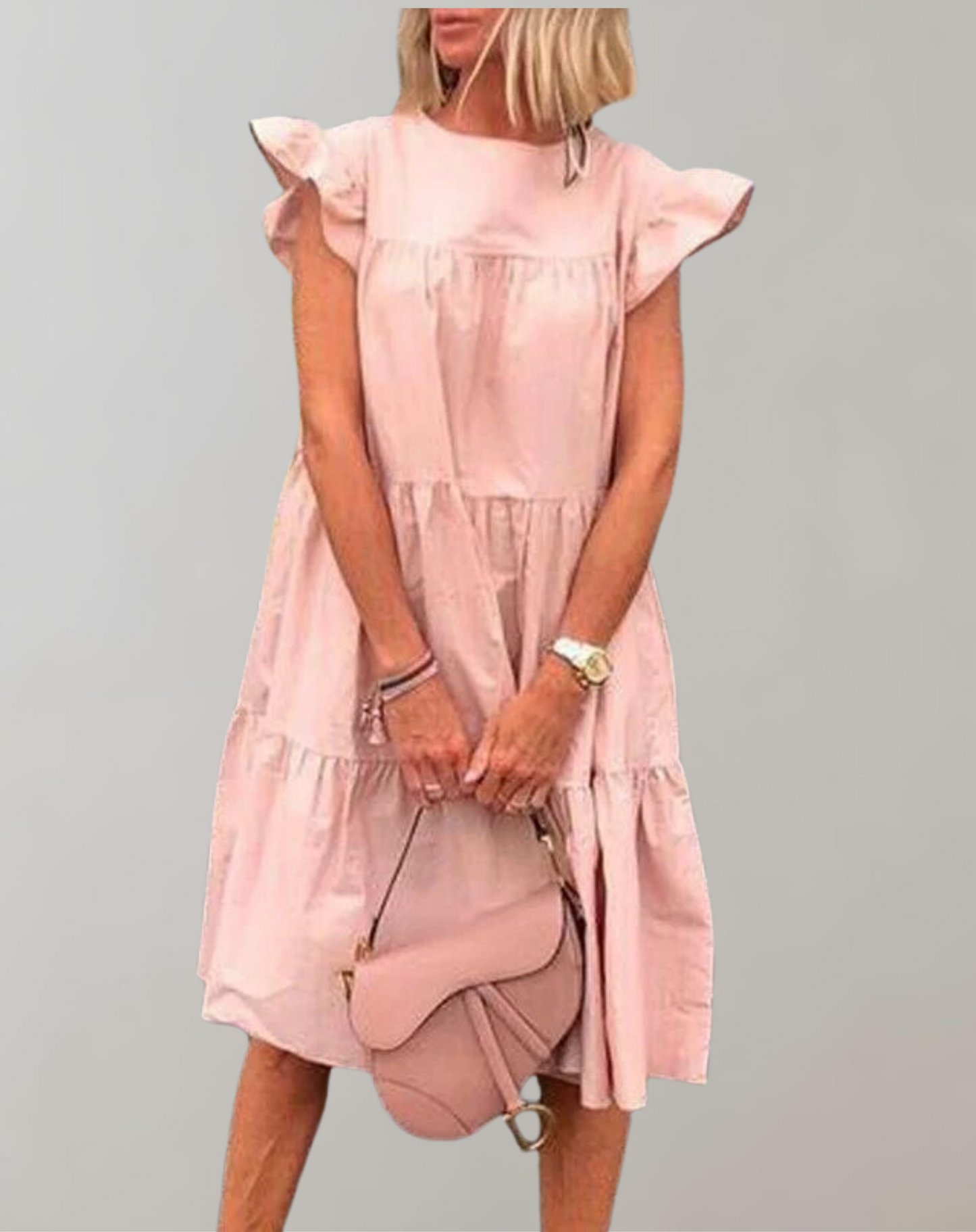 Vestido largo informal con volantes y sin mangas para mujer | Ideal para primavera/verano
