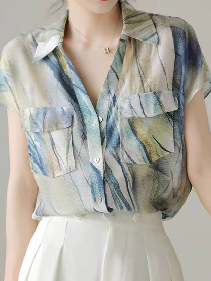 Kaitlyn Loose Lapel Chiffon Shirt