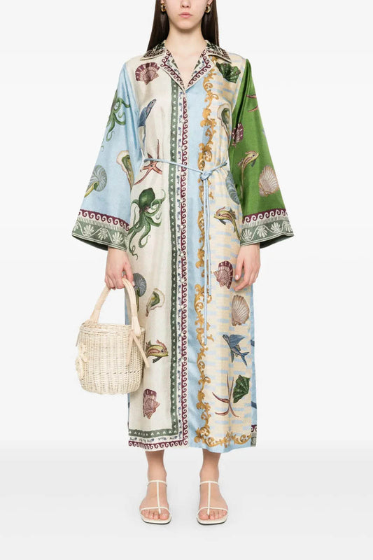 Kimono de algodón y lino Breezy Grove