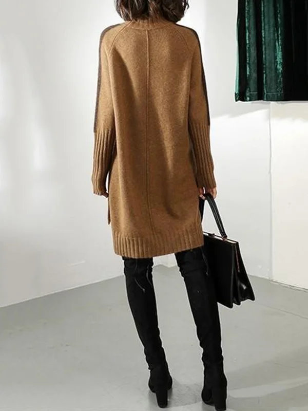 Suéter de punto largo y acogedor con cuello alto para mujer | Ideal para otoño/invierno