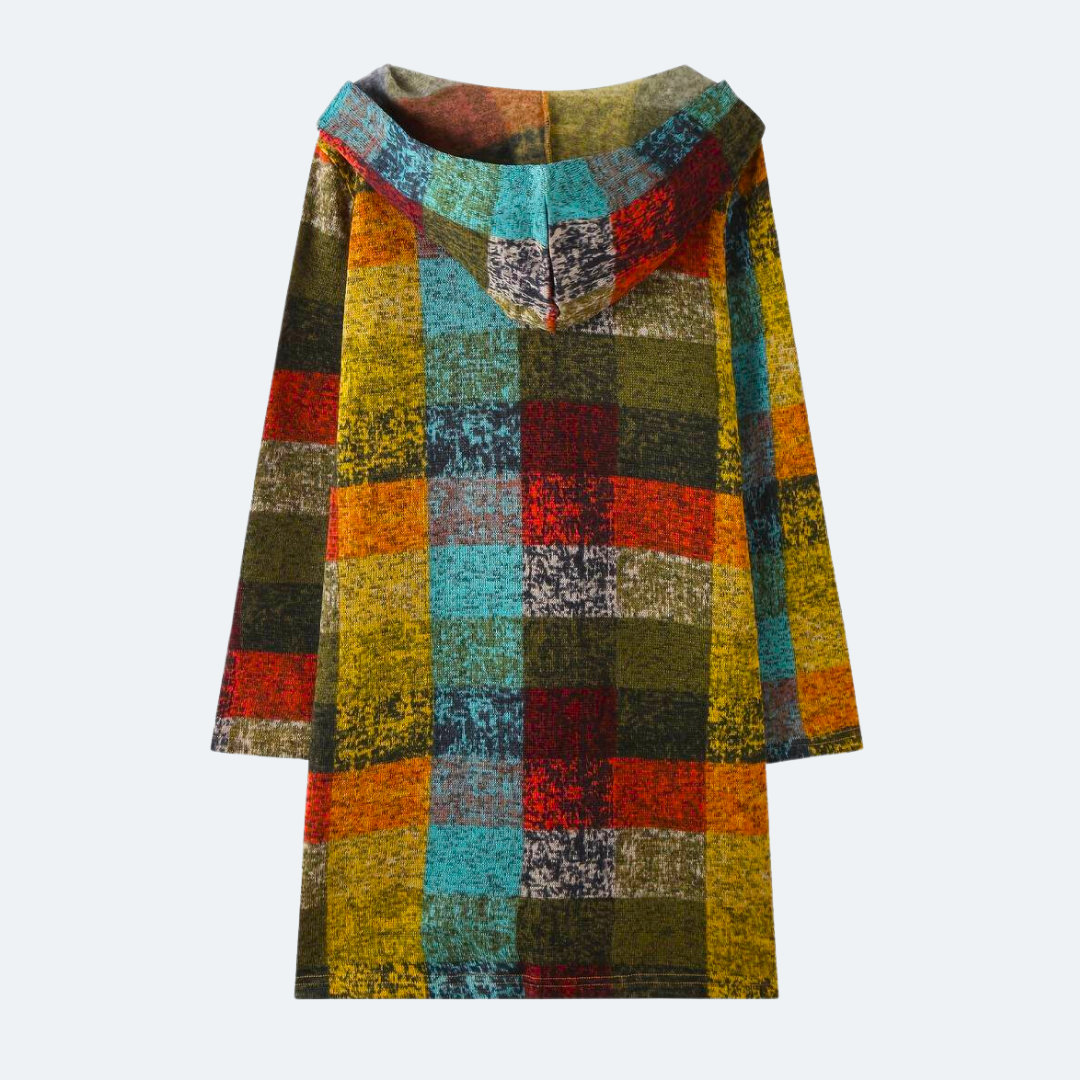 Women's Stylish Multicolored Plaid Cardigan with Hood | Great for All Seasons