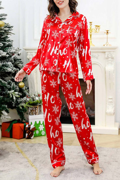 Conjunto de pijama de seda con estampado de copos de nieve