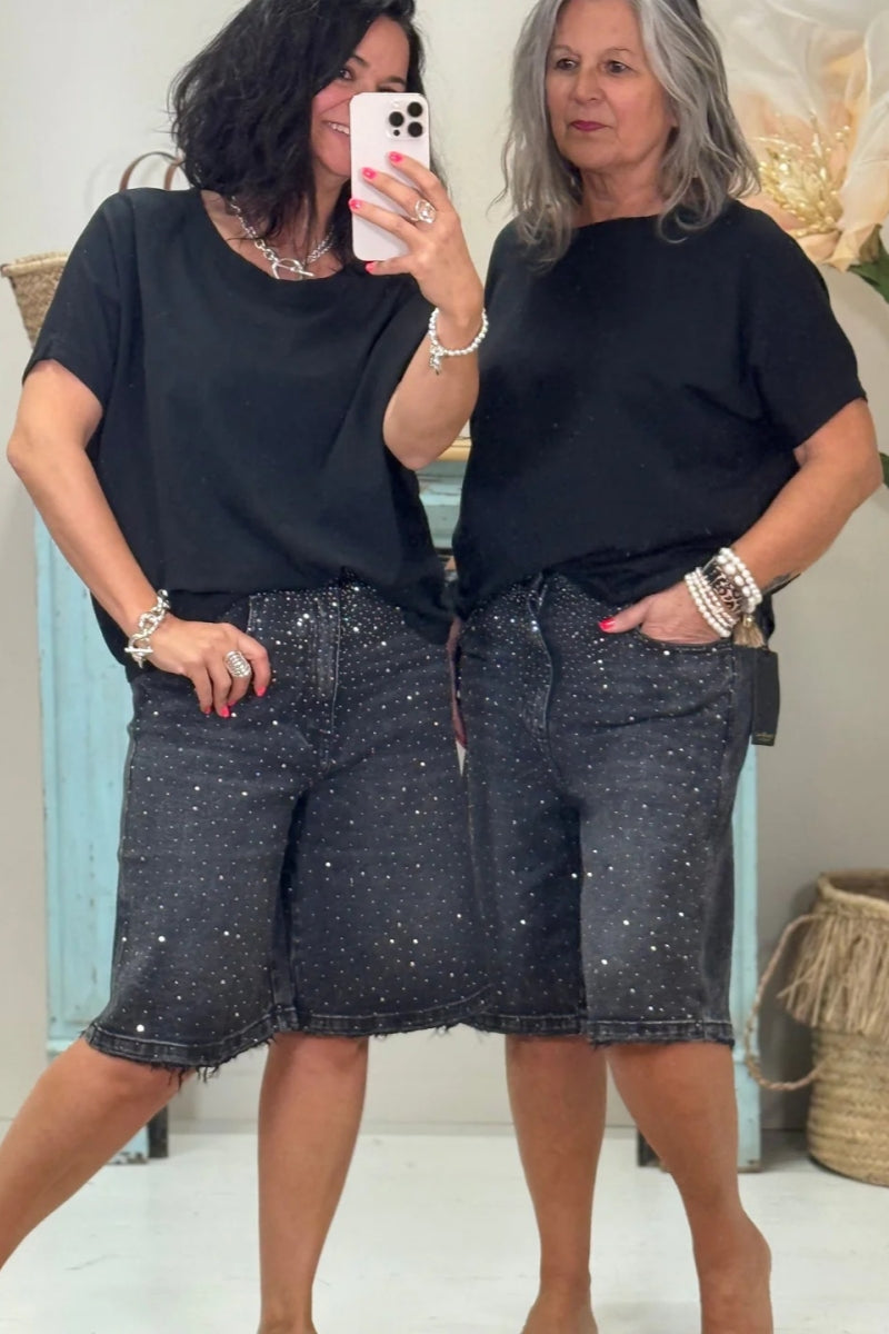Bermudas con diamantes de imitación
