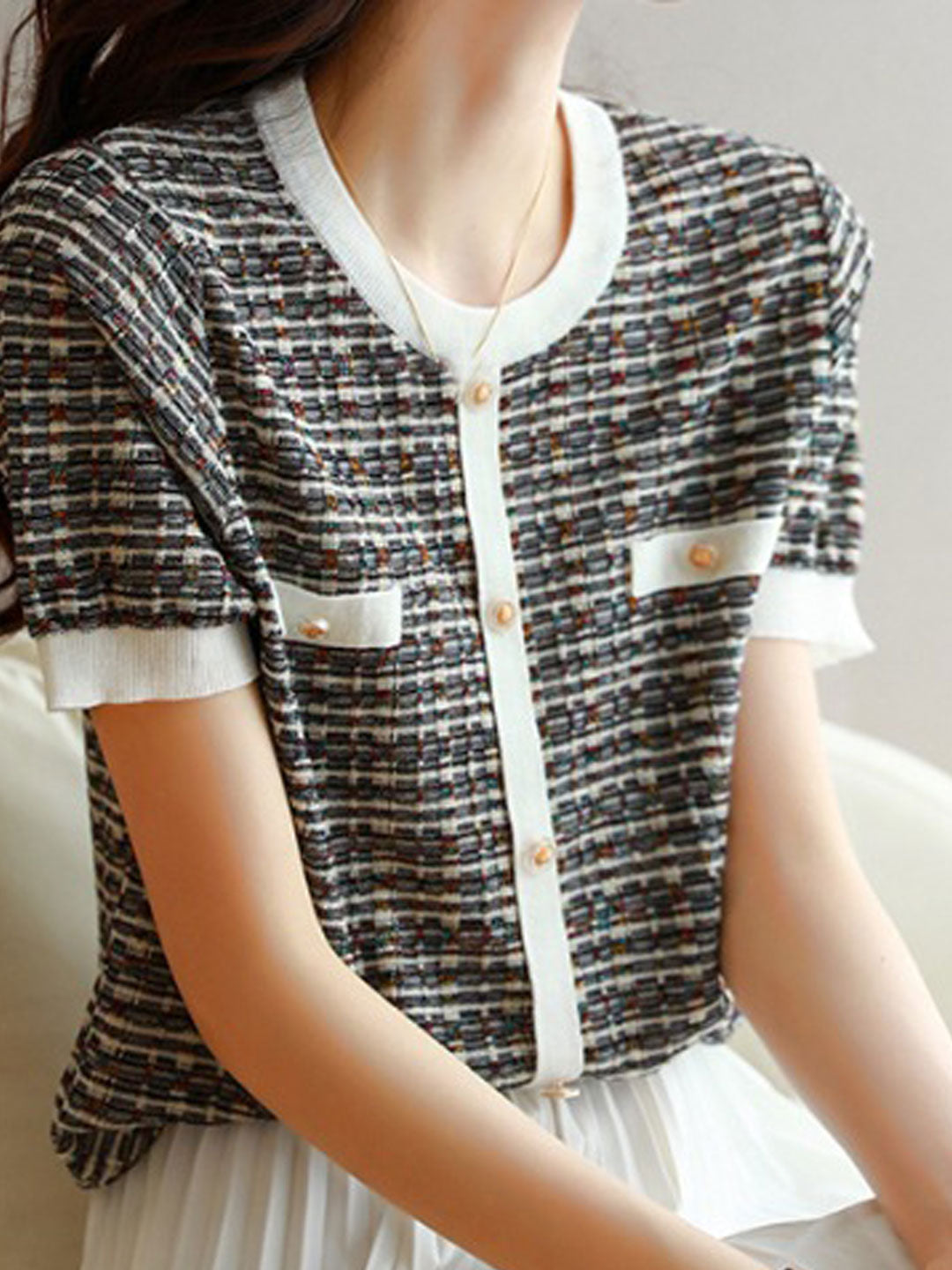 Morgan Loose Crew Neck Striped Knitted Top