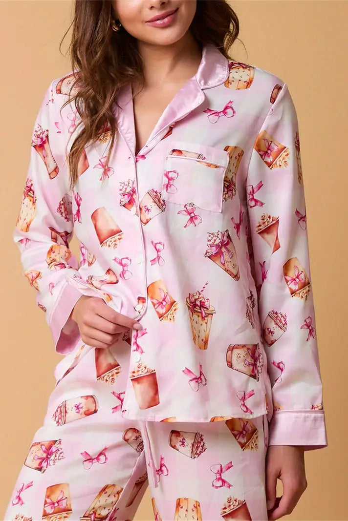 Conjunto de pijama con estampado de rayas navideñas