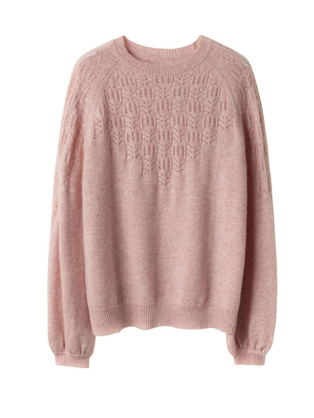 Lauren Elegant Crew Neck Lantern Sleeve Hollowed Top