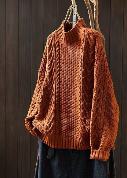 Jersey holgado de punto trenzado con cuello alto para mujer | Ideal para otoño/invierno